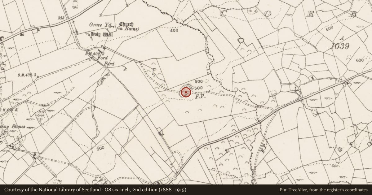 Ordnance Survey six-inch map, 2nd edition (1888–1915) covering the location of Ringfort - rath, Fahy, County Clare, with a pin at the register's coordinates