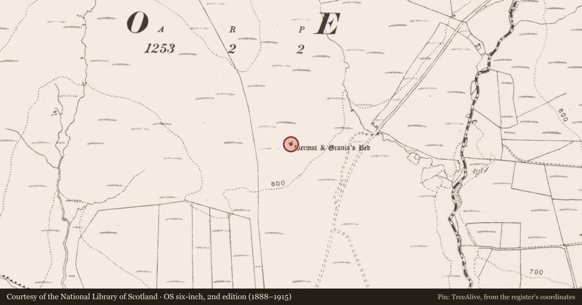 Ordnance Survey six-inch map, 2nd edition (1888–1915) covering the location of Megalithic tomb - wedge tomb, Cappaghabaun Mountain, County Clare, with a pin at the register's coordinates
