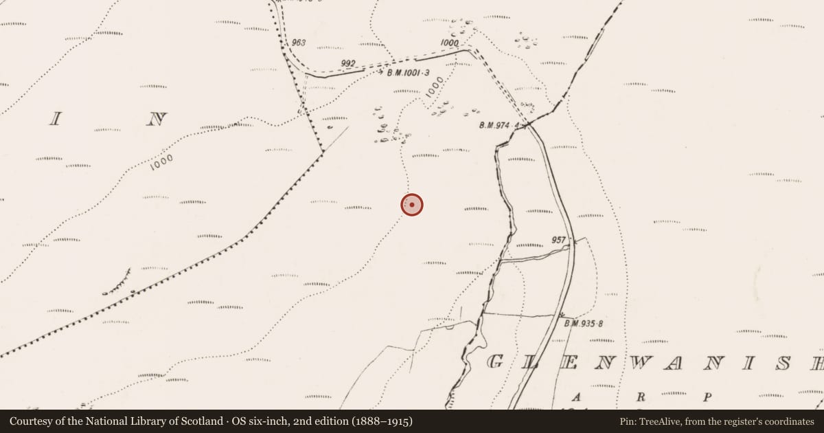 Ordnance Survey six-inch map, 2nd edition (1888–1915) covering the location of Megalithic tomb - unclassified, Cappaghabaun Mountain, County Clare, with a pin at the register's coordinates