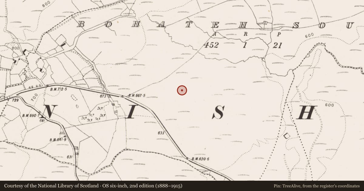 Ordnance Survey six-inch map, 2nd edition (1888–1915) covering the location of House - indeterminate date, Bohateh South, County Clare, with a pin at the register's coordinates