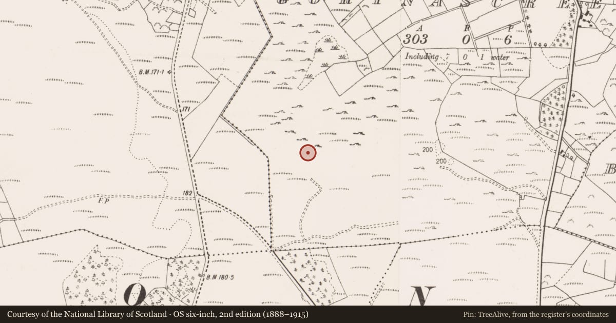 Ordnance Survey six-inch map, 2nd edition (1888–1915) covering the location of Cairn - unclassified, Gortnascreeny, County Clare, with a pin at the register's coordinates