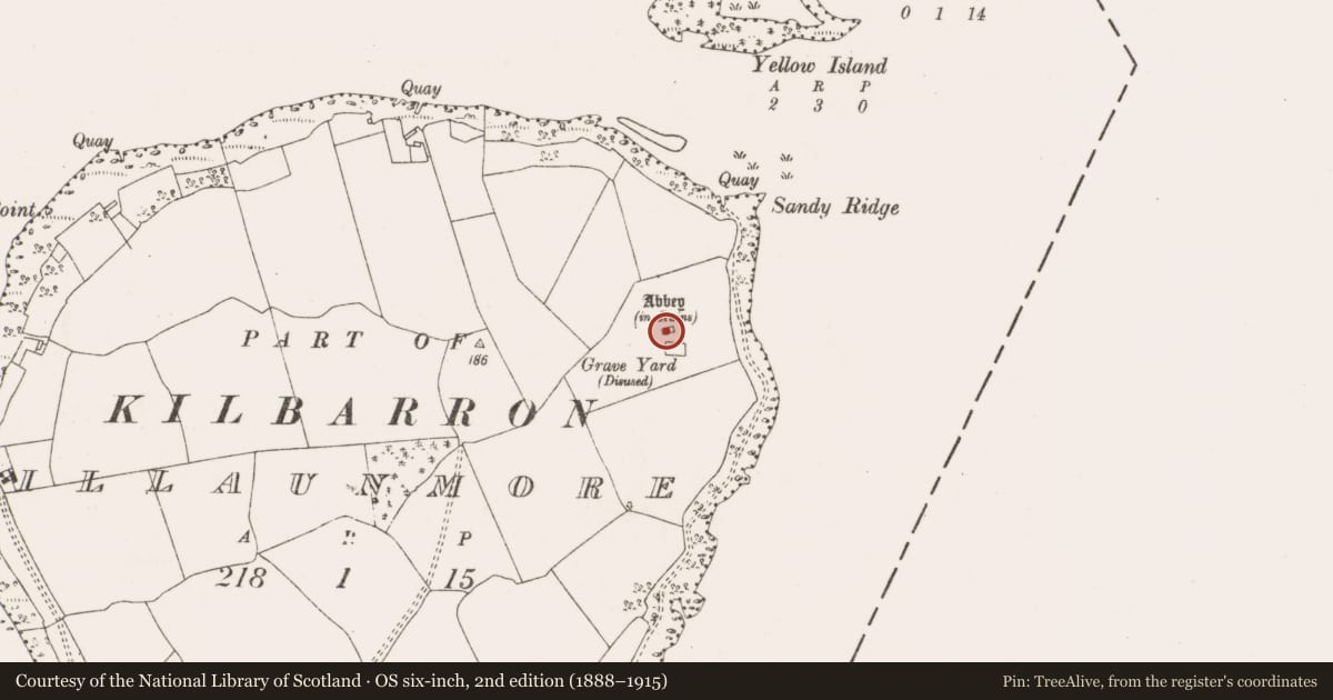 Ordnance Survey six-inch map, 2nd edition (1888–1915) covering the location of Religious house - unclassified, Illaunmore, County Clare, with a pin at the register's coordinates