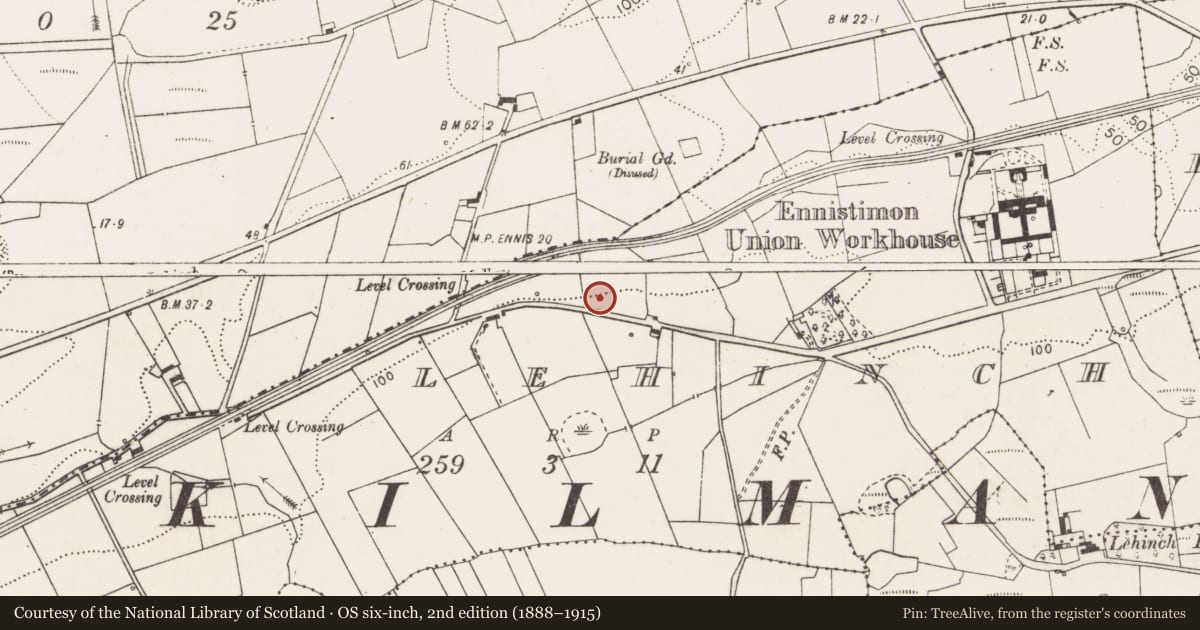 Ordnance Survey six-inch map, 2nd edition (1888–1915) covering the location of Earthwork, Lehinch, County Clare, with a pin at the register's coordinates