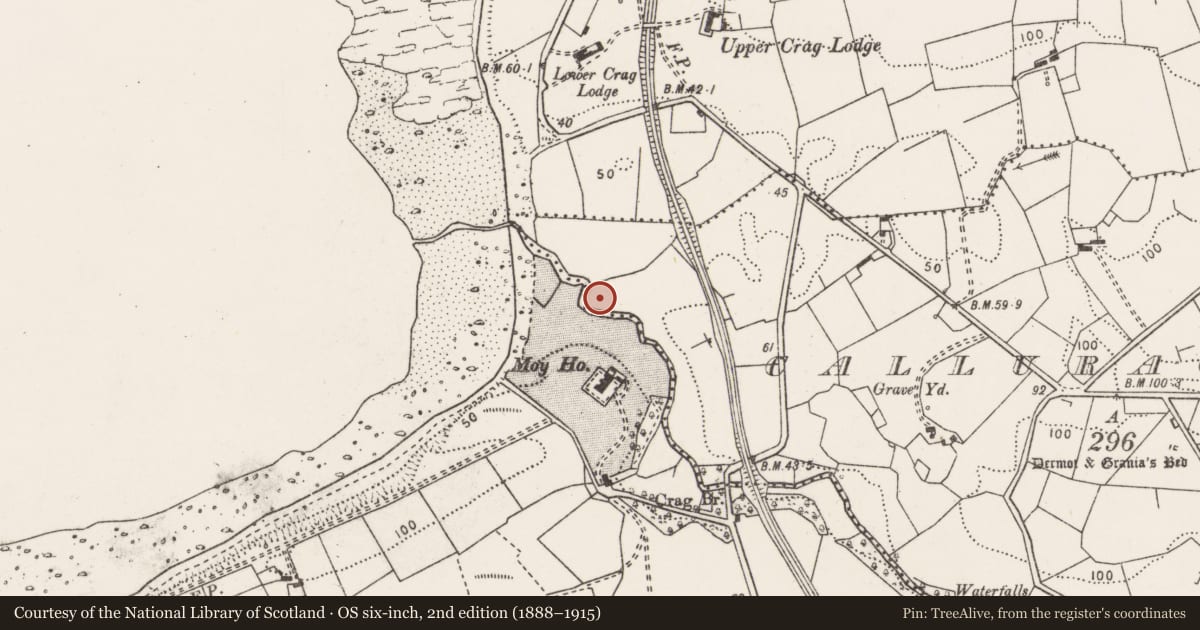 Ordnance Survey six-inch map, 2nd edition (1888–1915) covering the location of Barrow - ring-barrow, Calluragh South, County Clare, with a pin at the register's coordinates