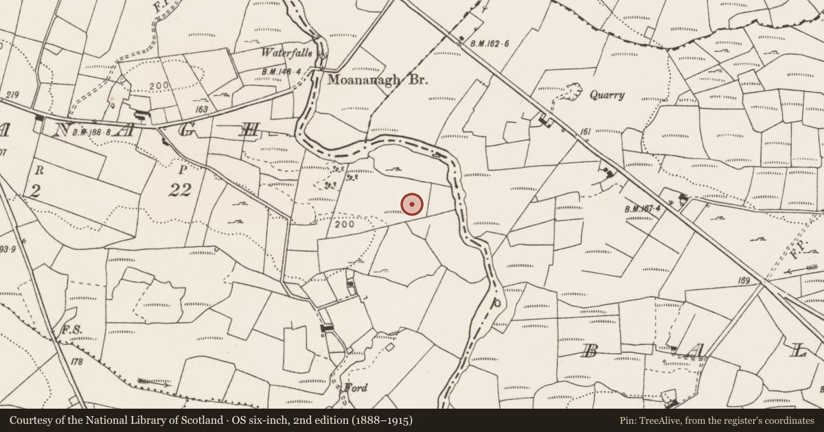 Ordnance Survey six-inch map, 2nd edition (1888–1915) covering the location of Cairn - unclassified, Moananagh, County Clare, with a pin at the register's coordinates