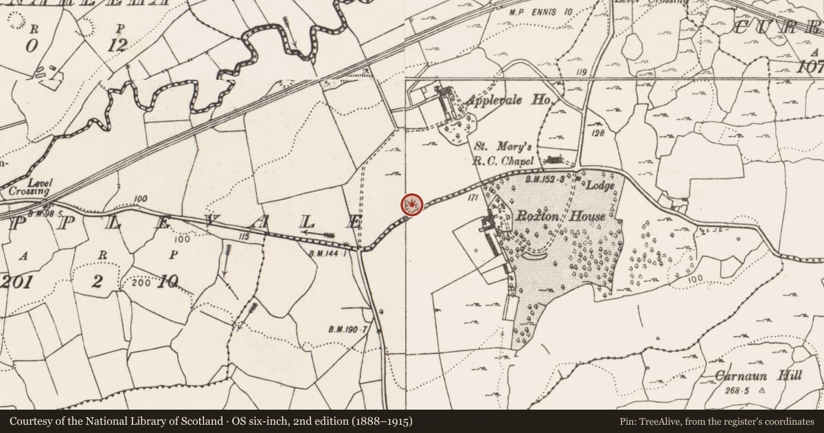 Ordnance Survey six-inch map, 2nd edition (1888–1915) covering the location of Ringfort - rath, Applevale, County Clare, with a pin at the register's coordinates