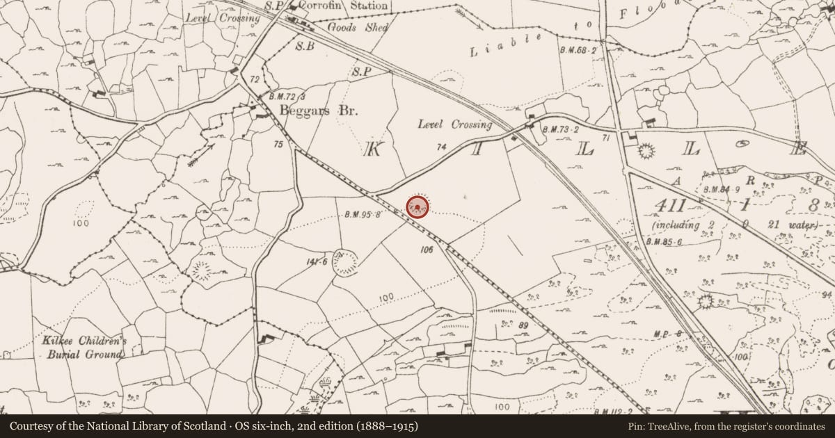Ordnance Survey six-inch map, 2nd edition (1888–1915) covering the location of Ringfort - rath, Killeen, County Clare, with a pin at the register's coordinates