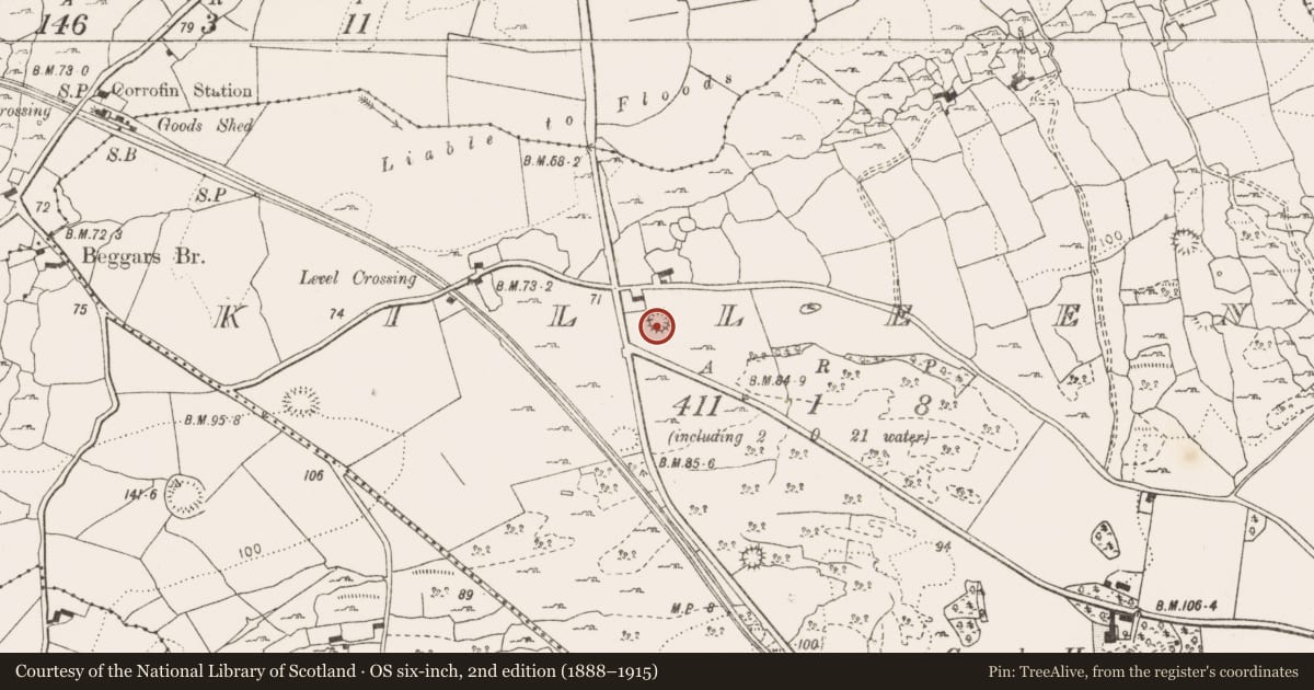 Ordnance Survey six-inch map, 2nd edition (1888–1915) covering the location of Ringfort - cashel, Killeen, County Clare, with a pin at the register's coordinates