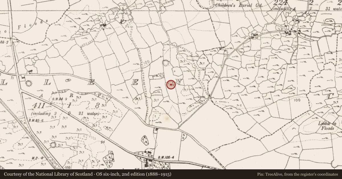 Ordnance Survey six-inch map, 2nd edition (1888–1915) covering the location of Enclosure, Killeen, County Clare, with a pin at the register's coordinates