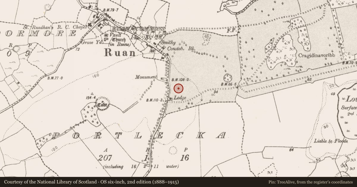 Ordnance Survey six-inch map, 2nd edition (1888–1915) covering the location of Earthwork, Dromore, County Clare, with a pin at the register's coordinates