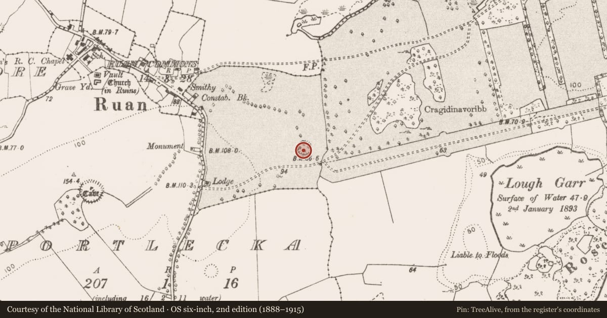 Ordnance Survey six-inch map, 2nd edition (1888–1915) covering the location of Ringfort - rath, Dromore, County Clare, with a pin at the register's coordinates