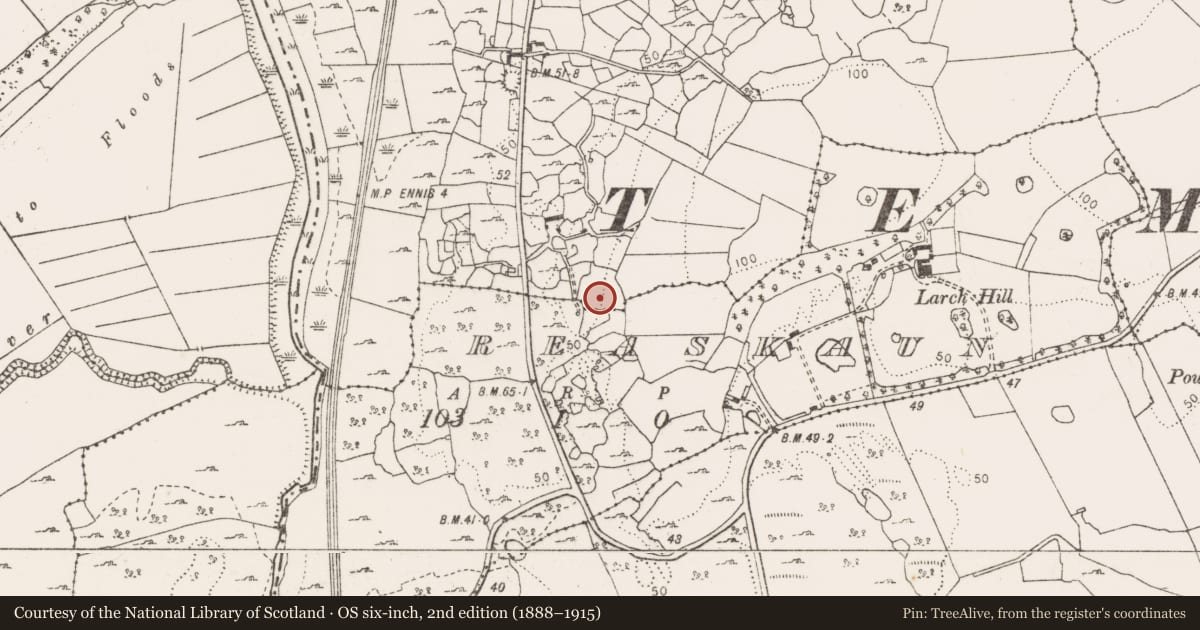 Ordnance Survey six-inch map, 2nd edition (1888–1915) covering the location of Enclosure, Licknaun, County Clare, with a pin at the register's coordinates