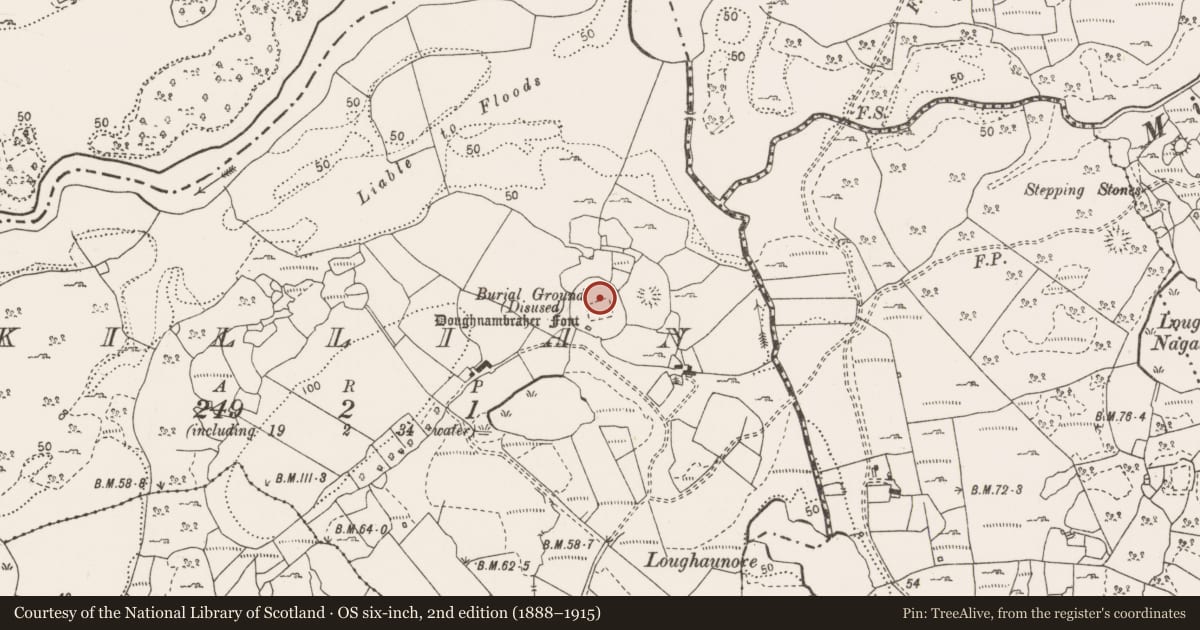 Ordnance Survey six-inch map, 2nd edition (1888–1915) covering the location of Cairn - unclassified, Killian, County Clare, with a pin at the register's coordinates