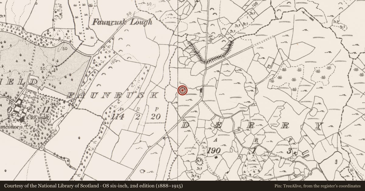 Ordnance Survey six-inch map, 2nd edition (1888–1915) covering the location of Enclosure, Derry, County Clare, with a pin at the register's coordinates