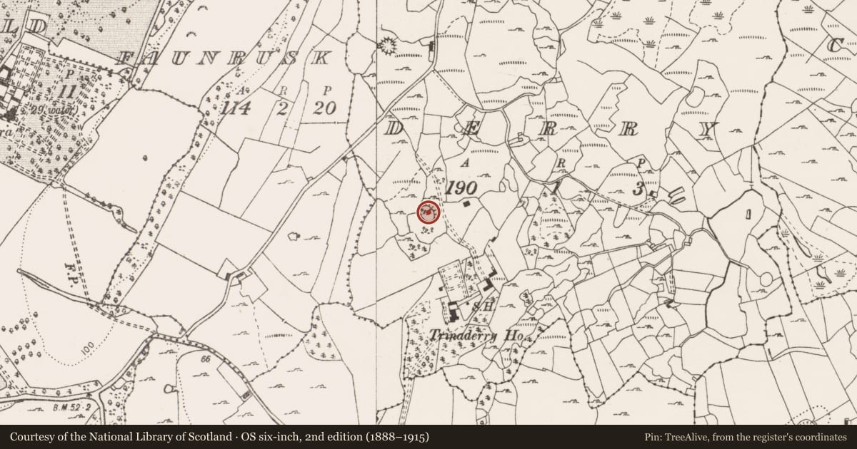 Ordnance Survey six-inch map, 2nd edition (1888–1915) covering the location of Ringfort - cashel, Derry, County Clare, with a pin at the register's coordinates