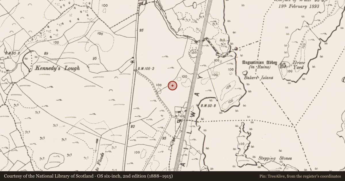 Ordnance Survey six-inch map, 2nd edition (1888–1915) covering the location of Ringfort - rath, Bearnafunshin, County Clare, with a pin at the register's coordinates