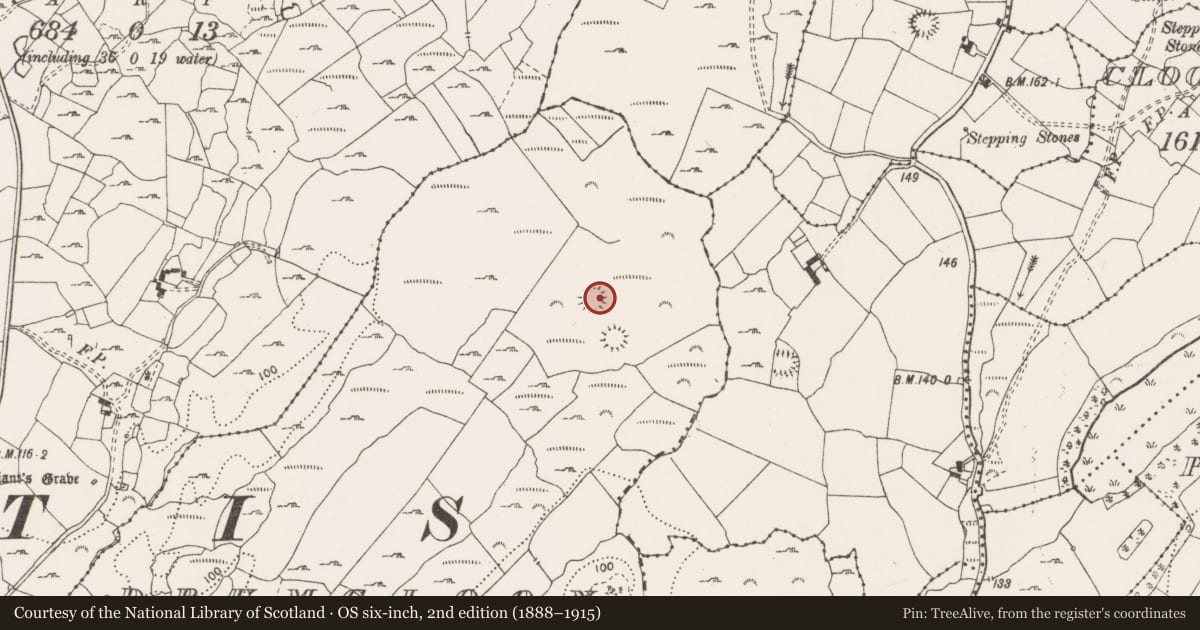 Ordnance Survey six-inch map, 2nd edition (1888–1915) covering the location of Ringfort - cashel, Drumgloon, County Clare, with a pin at the register's coordinates