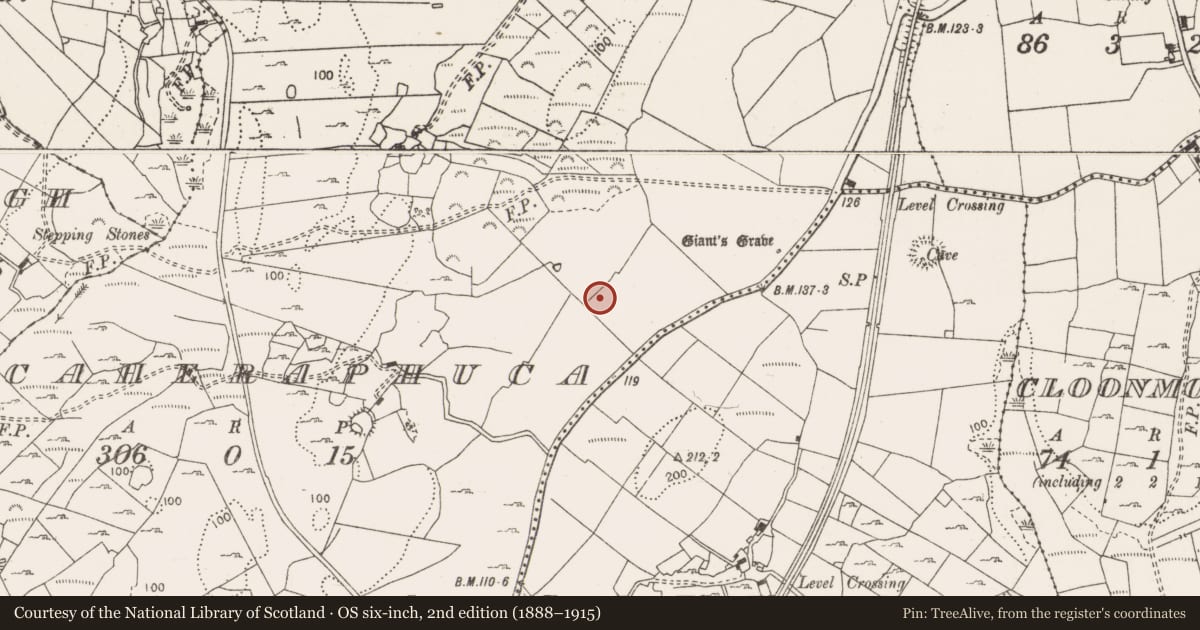 Ordnance Survey six-inch map, 2nd edition (1888–1915) covering the location of Excavation - miscellaneous, Caheraphuca, County Clare, with a pin at the register's coordinates