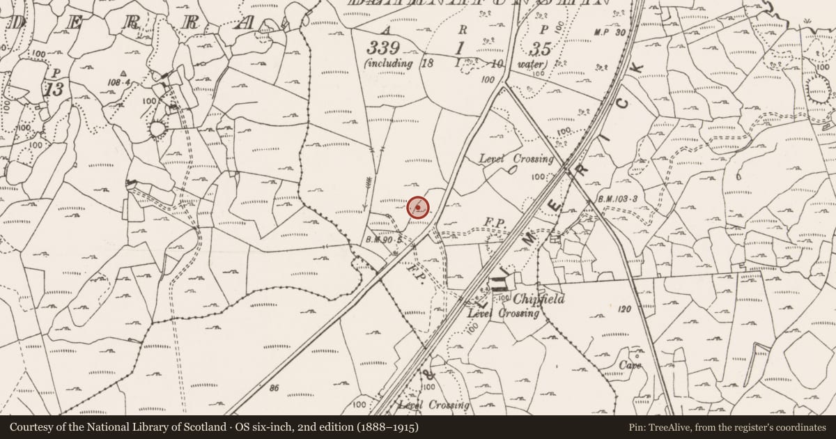 Ordnance Survey six-inch map, 2nd edition (1888–1915) covering the location of Fulacht fia, Bearnafunshin, County Clare, with a pin at the register's coordinates
