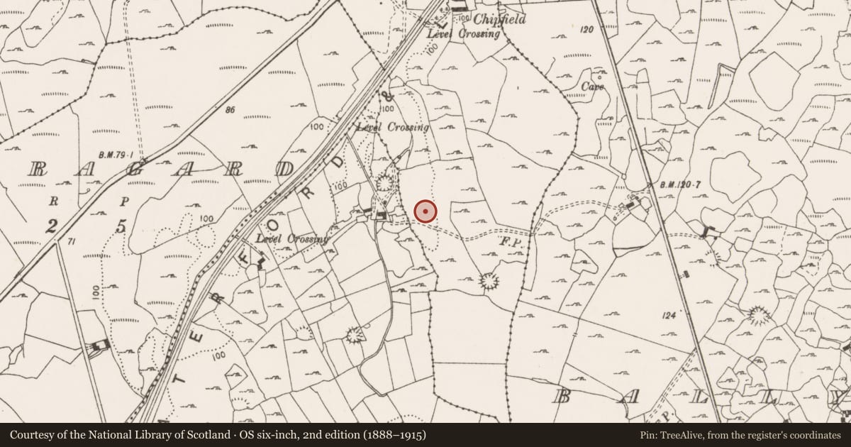Ordnance Survey six-inch map, 2nd edition (1888–1915) covering the location of Fulacht fia, Bearnafunshin, County Clare, with a pin at the register's coordinates