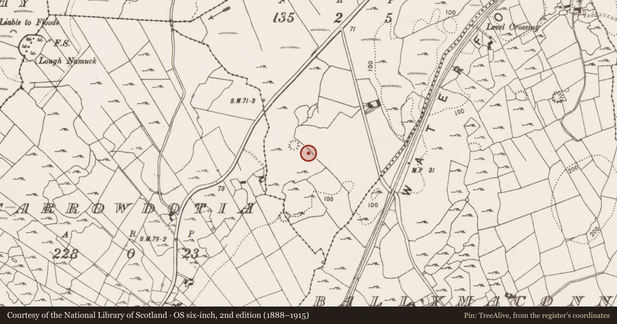 Ordnance Survey six-inch map, 2nd edition (1888–1915) covering the location of Enclosure, Cragard, County Clare, with a pin at the register's coordinates