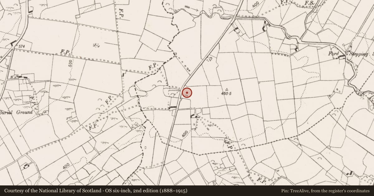 Ordnance Survey six-inch map, 2nd edition (1888–1915) covering the location of Mound, Magherabaun, County Clare, with a pin at the register's coordinates