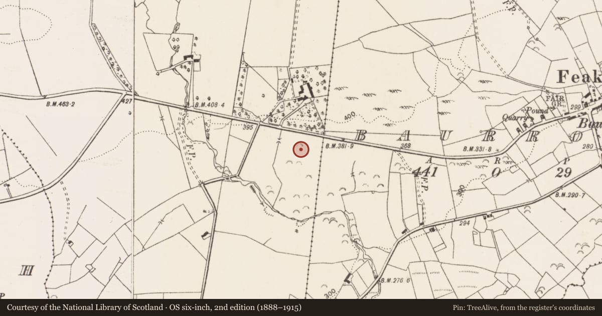 Ordnance Survey six-inch map, 2nd edition (1888–1915) covering the location of Quarry, Bauragegaun, County Clare, with a pin at the register's coordinates