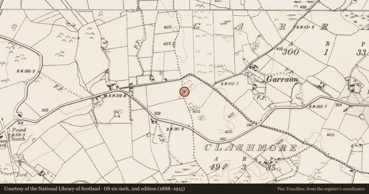 Ordnance Survey six-inch map, 2nd edition (1888–1915) covering the location of Ringfort - rath, Clashmore, County Clare, with a pin at the register's coordinates