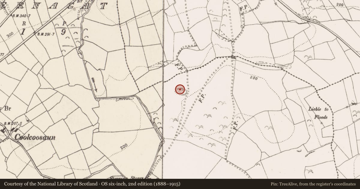 Ordnance Survey six-inch map, 2nd edition (1888–1915) covering the location of Earthwork, Tobernagat, County Clare, with a pin at the register's coordinates