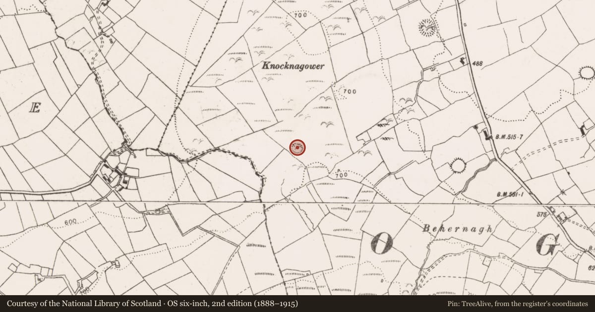 Ordnance Survey six-inch map, 2nd edition (1888–1915) covering the location of Barrow - unclassified, Bealkelly (Purdon), County Clare, with a pin at the register's coordinates