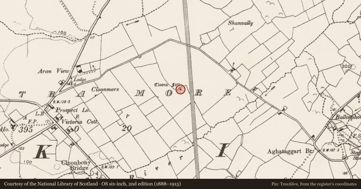 Ordnance Survey six-inch map, 2nd edition (1888–1915) covering the location of Ringfort - rath, Fintra More, County Clare, with a pin at the register's coordinates