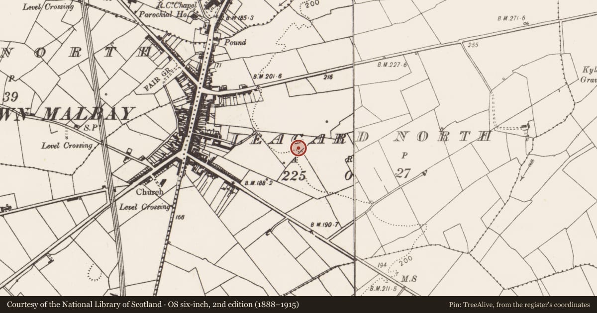 Ordnance Survey six-inch map, 2nd edition (1888–1915) covering the location of Mound, Leagard North, County Clare, with a pin at the register's coordinates