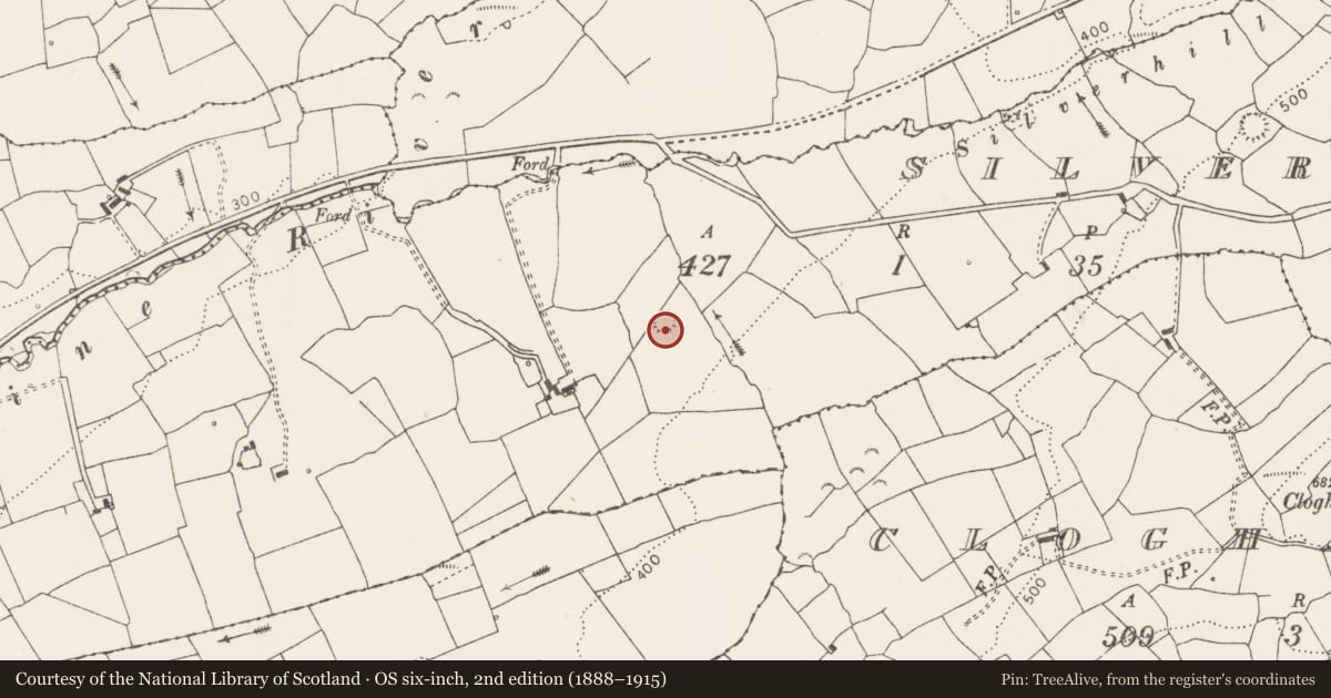 Ordnance Survey six-inch map, 2nd edition (1888–1915) covering the location of Ringfort - rath, Silverhill, County Clare, with a pin at the register's coordinates