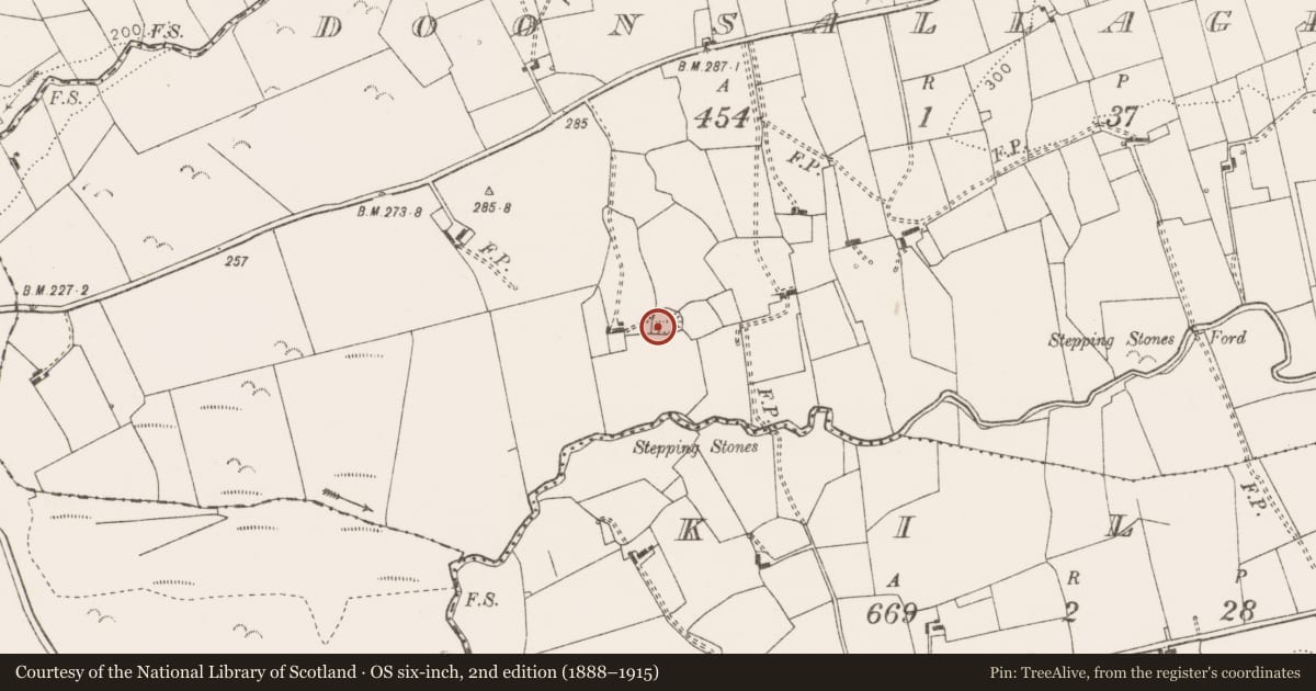 Ordnance Survey six-inch map, 2nd edition (1888–1915) covering the location of Ringfort - rath, Doonsallagh West, County Clare, with a pin at the register's coordinates
