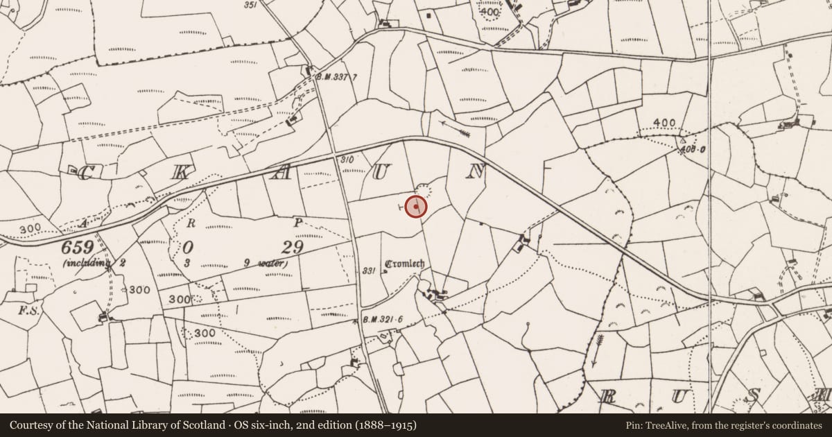 Ordnance Survey six-inch map, 2nd edition (1888–1915) covering the location of Enclosure, Leckaun, County Clare, with a pin at the register's coordinates
