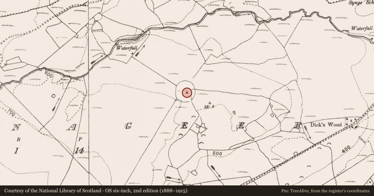 Ordnance Survey six-inch map, 2nd edition (1888–1915) covering the location of Enclosure, Glennageer, County Clare, with a pin at the register's coordinates
