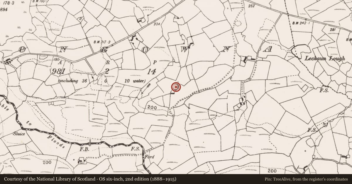 Ordnance Survey six-inch map, 2nd edition (1888–1915) covering the location of Ringfort - cashel, Cloongowna, County Clare, with a pin at the register's coordinates