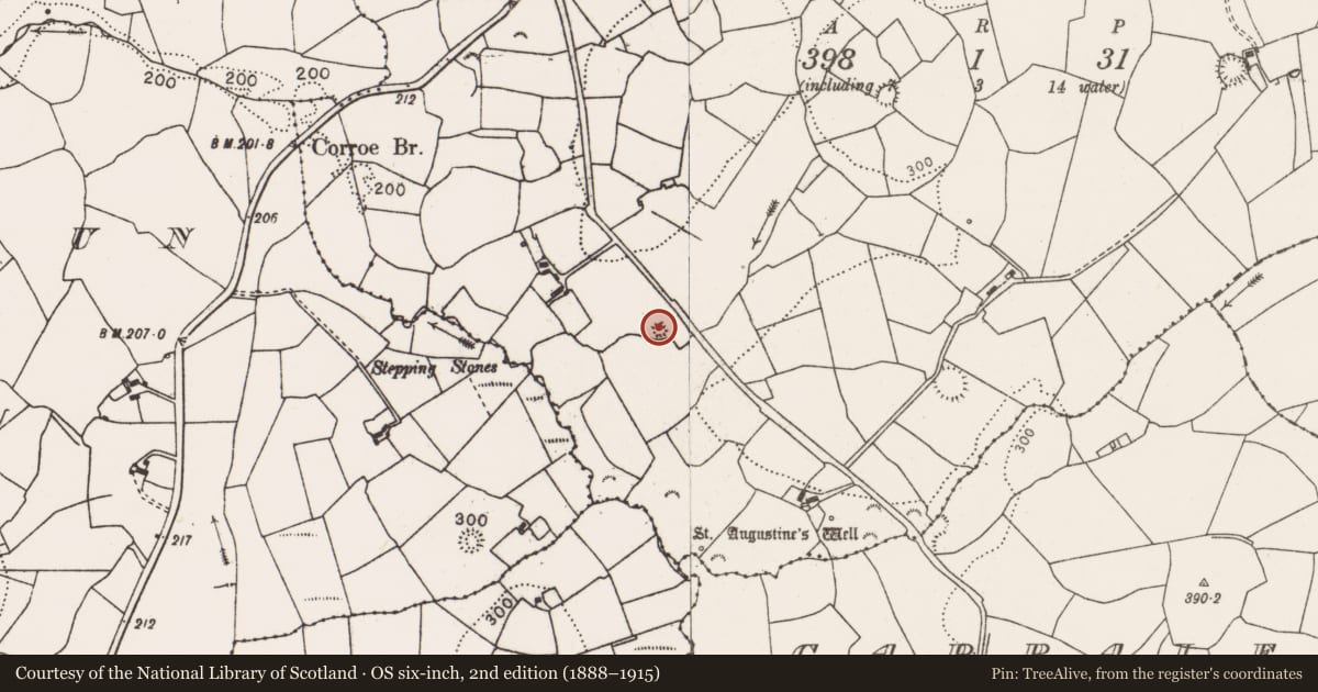 Ordnance Survey six-inch map, 2nd edition (1888–1915) covering the location of Earthwork, Garrynagry, County Clare, with a pin at the register's coordinates