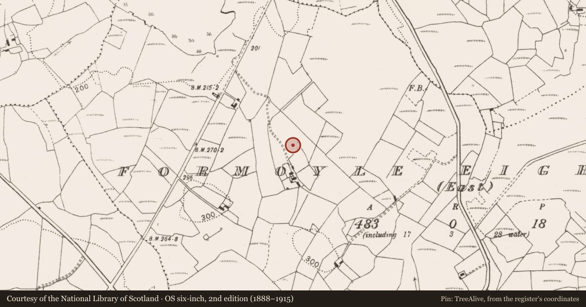 Ordnance Survey six-inch map, 2nd edition (1888–1915) covering the location of Ritual site - holy well, Formoyle Oughteragh (East), County Clare, with a pin at the register's coordinates