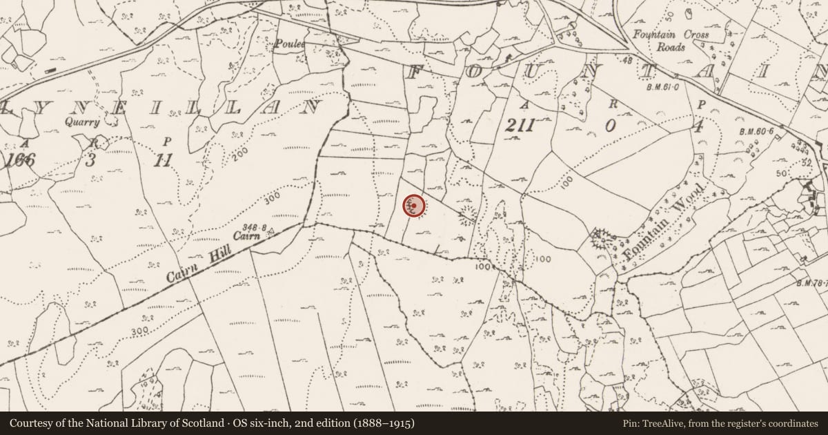 Ordnance Survey six-inch map, 2nd edition (1888–1915) covering the location of Earthwork, Fountain, County Clare, with a pin at the register's coordinates