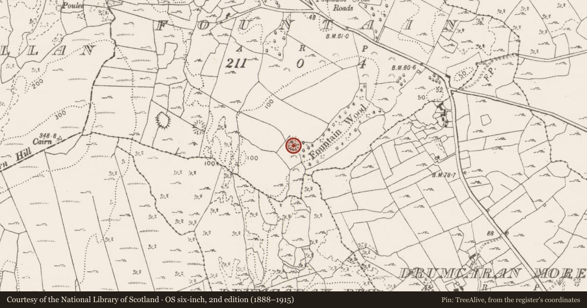 Ordnance Survey six-inch map, 2nd edition (1888–1915) covering the location of Ringfort - rath, Fountain, County Clare, with a pin at the register's coordinates