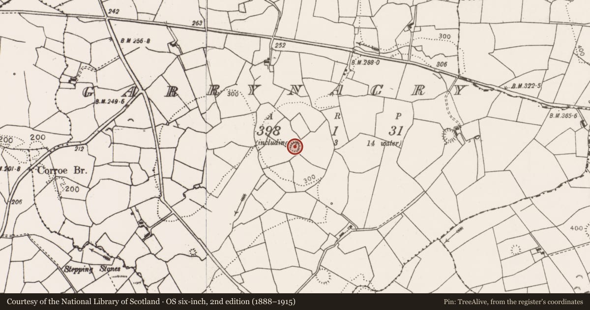 Ordnance Survey six-inch map, 2nd edition (1888–1915) covering the location of Ringfort - rath, Garrynagry, County Clare, with a pin at the register's coordinates
