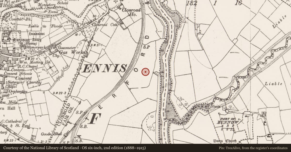 Ordnance Survey six-inch map, 2nd edition (1888–1915) covering the location of Excavation - miscellaneous, Clonroad More, County Clare, with a pin at the register's coordinates