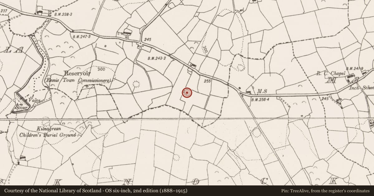 Ordnance Survey six-inch map, 2nd edition (1888–1915) covering the location of Ringfort - rath, Magowna, County Clare, with a pin at the register's coordinates