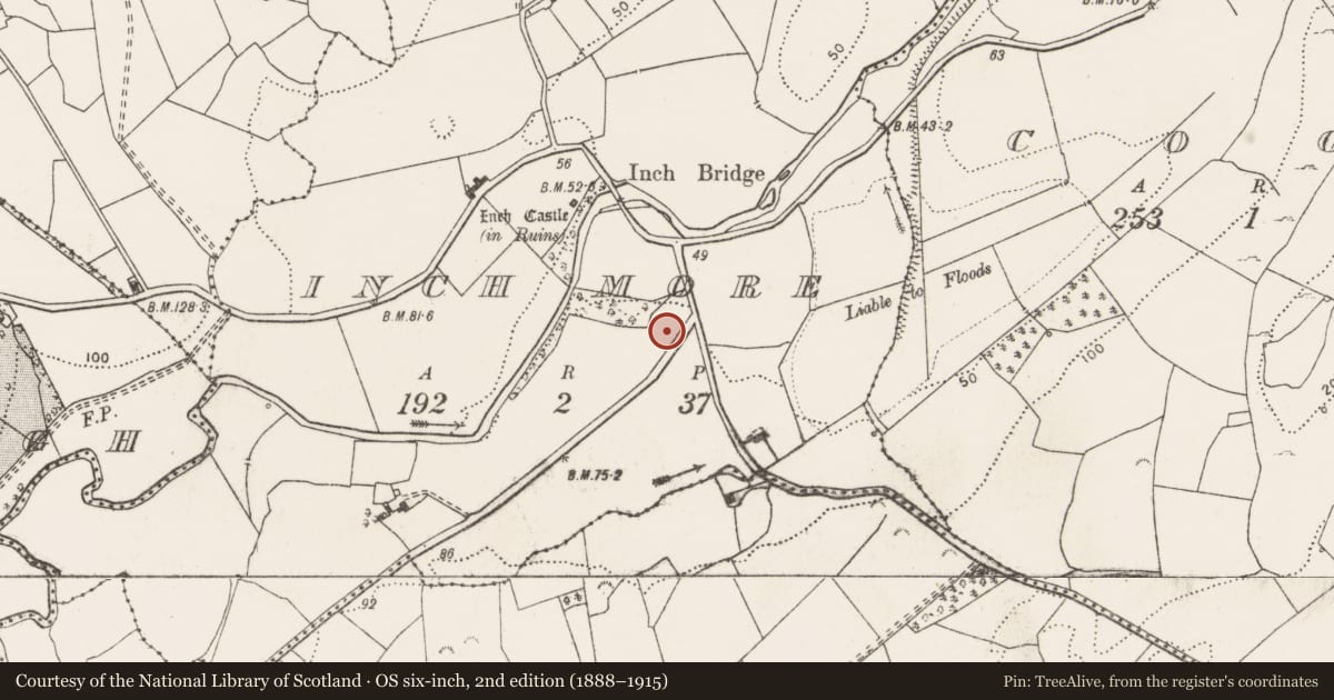 Ordnance Survey six-inch map, 2nd edition (1888–1915) covering the location of Burial, Inch More, County Clare, with a pin at the register's coordinates