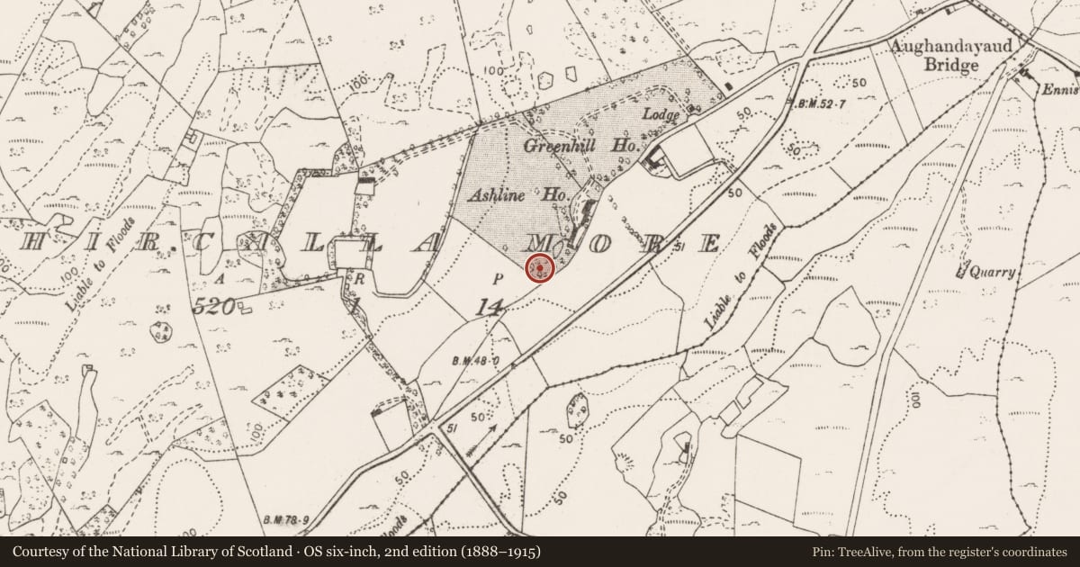 Ordnance Survey six-inch map, 2nd edition (1888–1915) covering the location of Field system, Cahircalla More, County Clare, with a pin at the register's coordinates