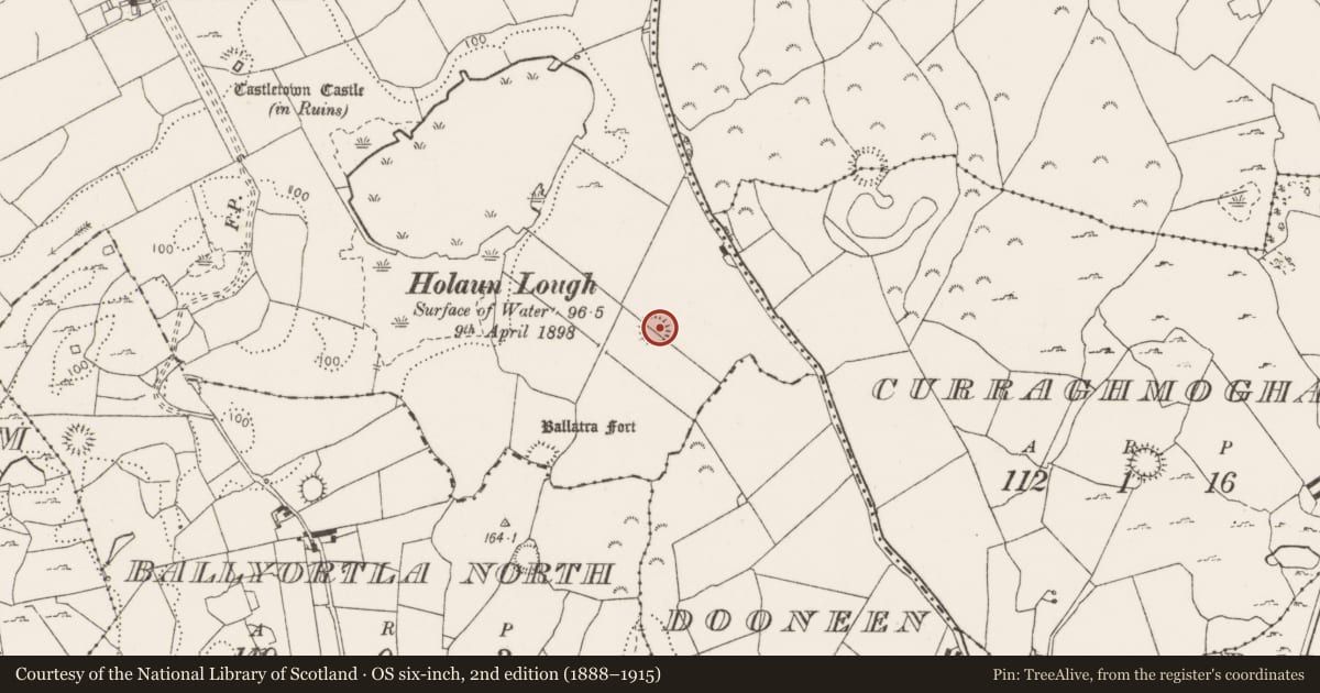 Ordnance Survey six-inch map, 2nd edition (1888–1915) covering the location of Ringfort - cashel, Muckinish, County Clare, with a pin at the register's coordinates