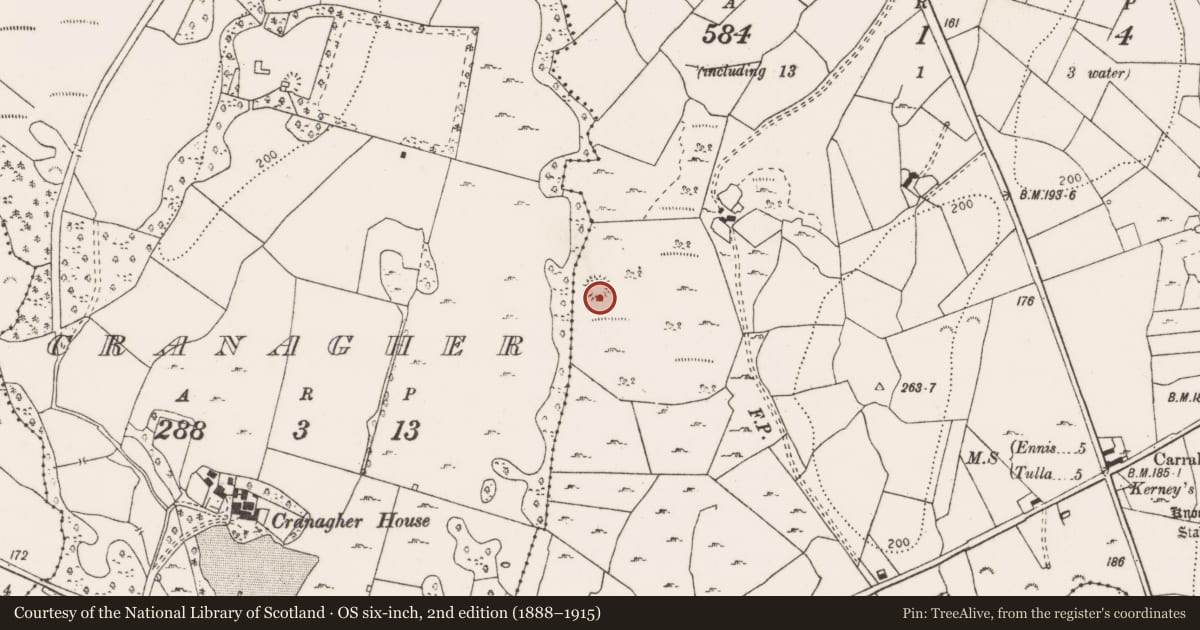 Ordnance Survey six-inch map, 2nd edition (1888–1915) covering the location of Ringfort - cashel, Knockanoura, County Clare, with a pin at the register's coordinates