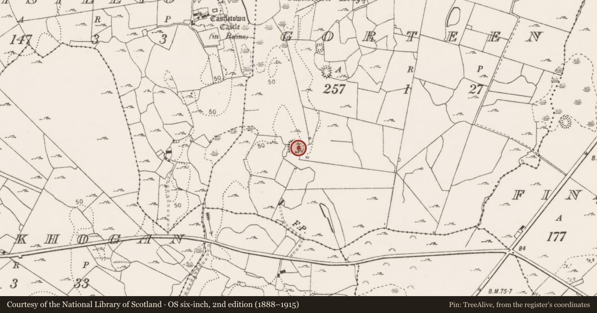 Ordnance Survey six-inch map, 2nd edition (1888–1915) covering the location of Ringfort - cashel, Gorteen, County Clare, with a pin at the register's coordinates