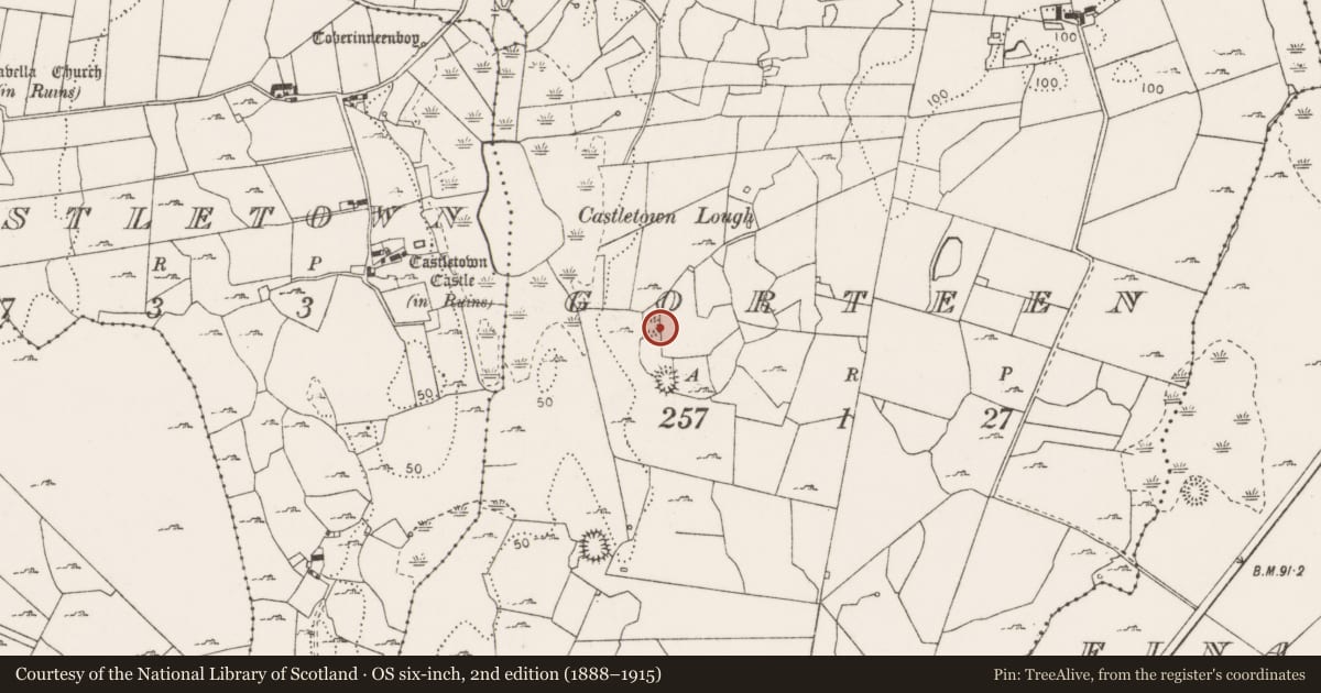 Ordnance Survey six-inch map, 2nd edition (1888–1915) covering the location of Ringfort - cashel, Gorteen, County Clare, with a pin at the register's coordinates